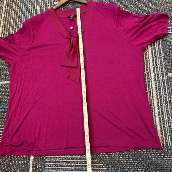NWOT Talbots 2X Top Short Sleeve V-Neck Tie Pink - Picture 8 of 9